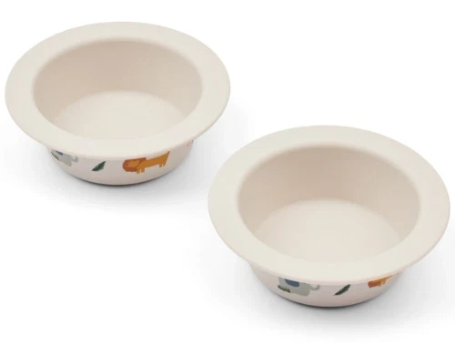 Liewood Peony skridsikker silikone skål sandy med safariprint (2-pack)